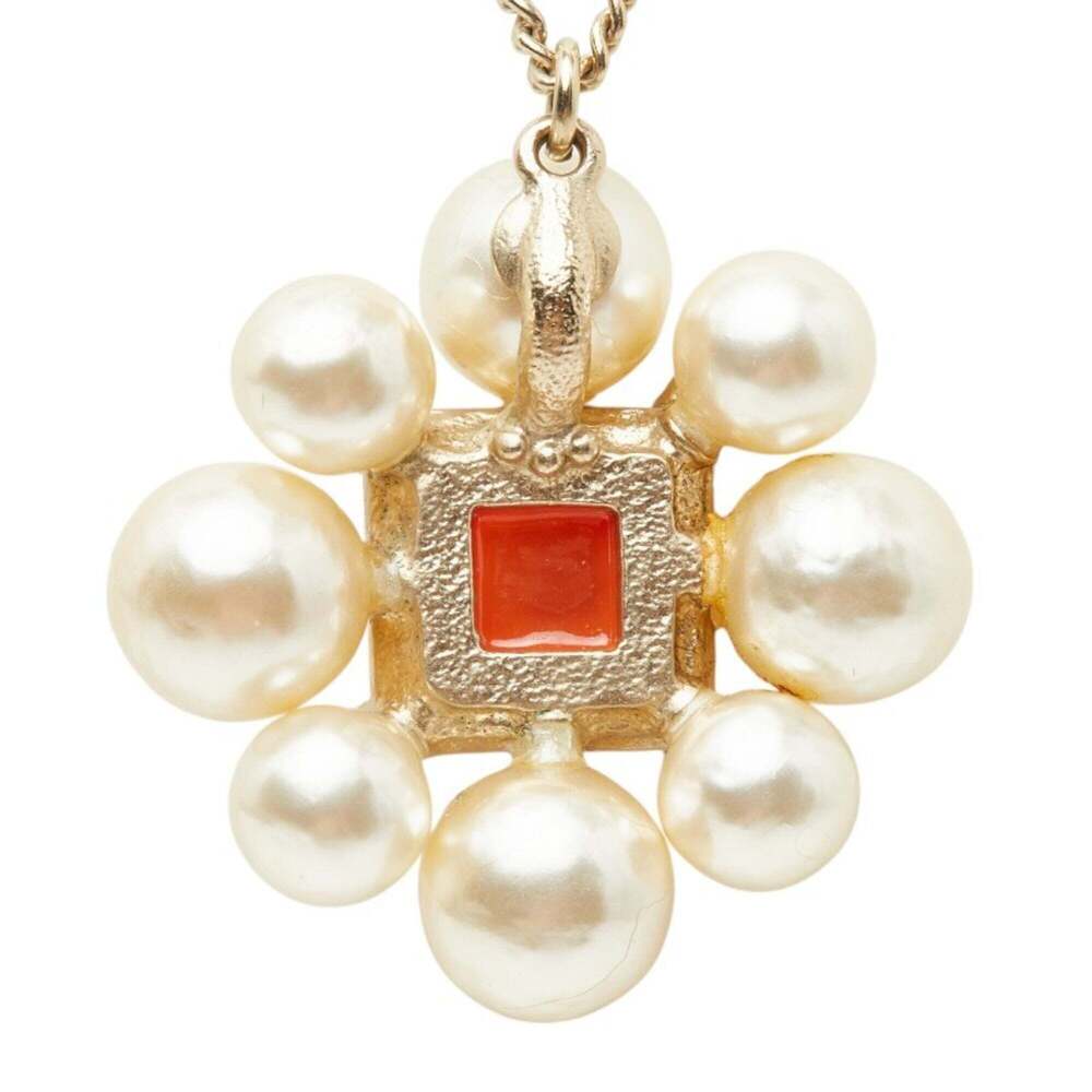 CHANEL Orange Pearl Logo Necklace - Picture 3 of 7